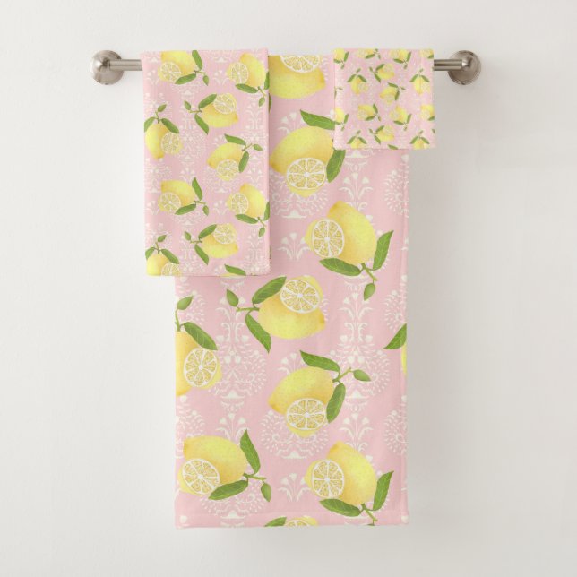 Conjunto De Toalhas Lemon Motif Love Peach (Insitu)