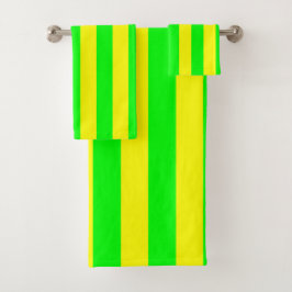 Conjunto De Toalhas Lemon Yellow and Lime Green Stripes