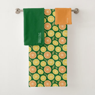 Conjunto De Toalhas Lemon yellow orange  Pattern green name