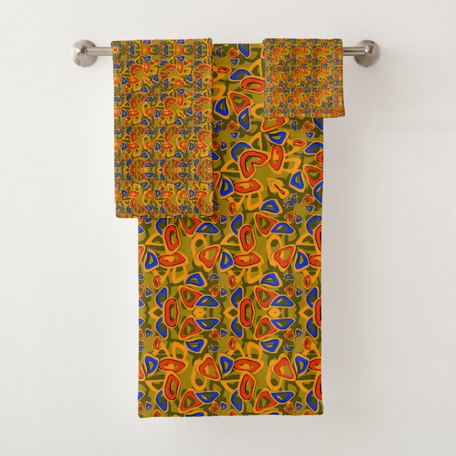 Conjunto De Toalhas Lenço laranja de padrão multicolorido brilhante (Insitu)