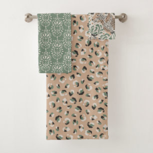 Conjunto De Toalhas Leopard Animal Beige Modern