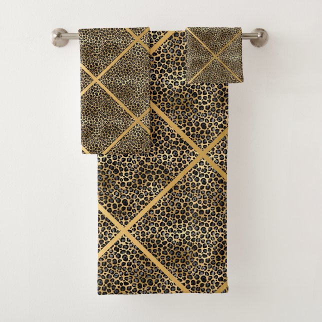CONJUNTO DE TOALHAS LEOPARD ANIMAL PRINT LUXURY GRID TOWEL 2 (Insitu)