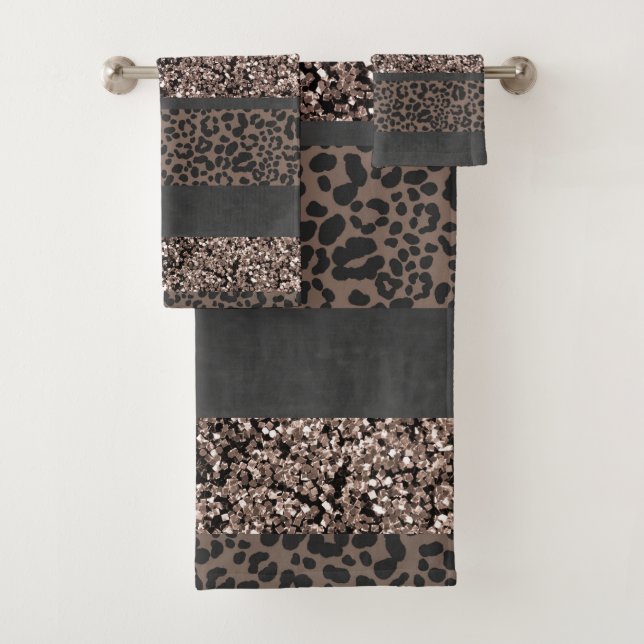 Conjunto De Toalhas Leopard Glitter Stripes Glam 6 (Insitu)