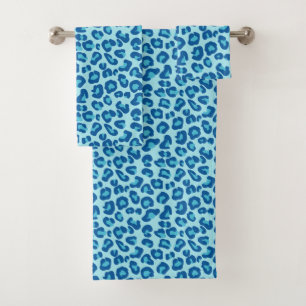 Conjunto De Toalhas Leopard Imprime em uma escala clara a azul escuro