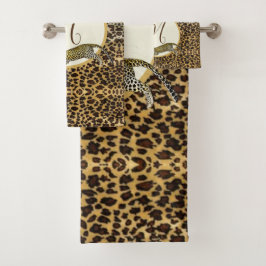 Conjunto De Toalhas Leopard Print Patterno Elegante Palm Personal