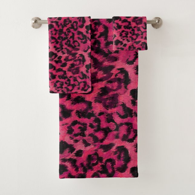 Conjunto De Toalhas Leopardo rosa claro e de manchas pretas (Insitu)