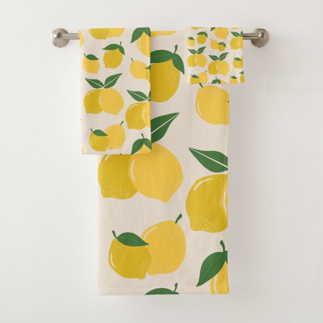 Conjunto De Toalhas Les Citrons 01 Retro Lemon Abstrato Lemons (Insitu)