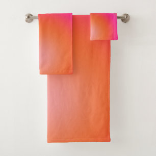 Conjunto De Toalhas Les Couleurs 03 Quente Rosa E Gradiente Laranja Au