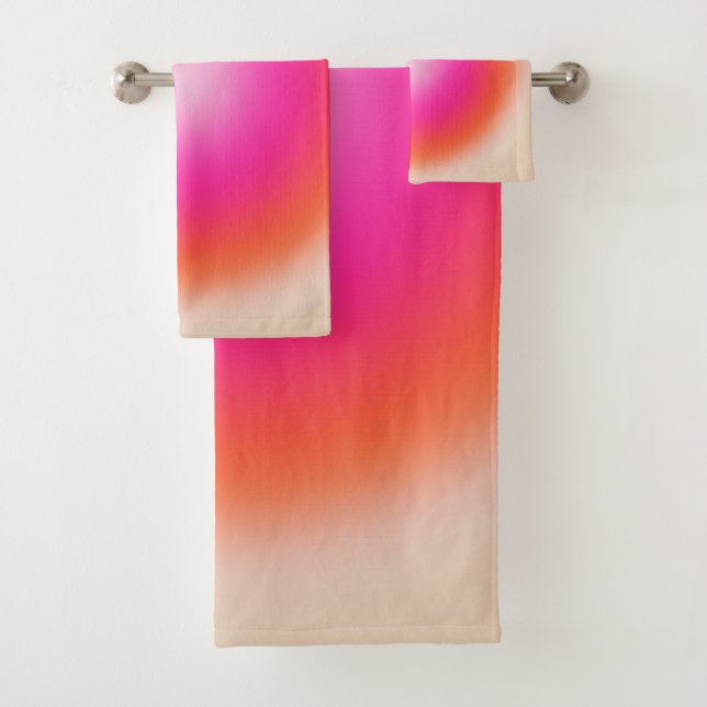 Conjunto De Toalhas Les Couleurs 12 Gradiente Laranja E Rosa (Insitu)