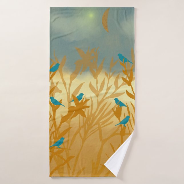 Conjunto De Toalhas Les oiseaux bleus (Toalha de Banho)