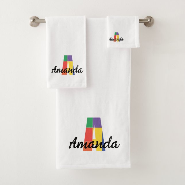 Conjunto De Toalhas Letra clássica A monograma colorido (Insitu)