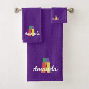 Conjunto De Toalhas Letra clássica A roxa colorido