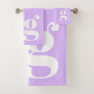 Conjunto De Toalhas Letra Inicial de Monograma Moderno Pastel Lavanda 