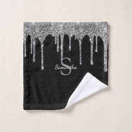 Conjunto De Toalhas Letra Inicial Monograma Nome Brilho Chic Prata