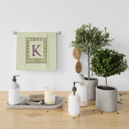 Conjunto De Toalhas Letra Vintage Monograma Floral Frame Nouveau