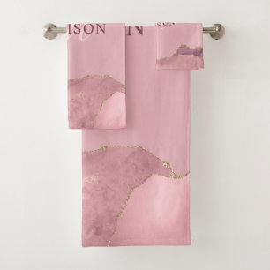 Conjunto De Toalhas Leve cor-de-rosa, Rosa, Dourada, com largura monog