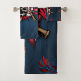 Conjunto De Toalhas Liberdade selvagem, crânio americano com morcegos 