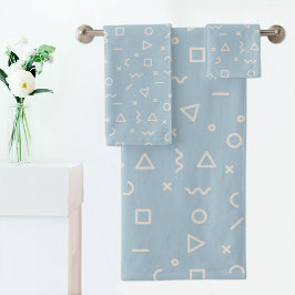 Conjunto De Toalhas Light Blue Memphis Pattern Towel