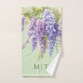 Conjunto De Toalhas Lilac botânico floral de cor d'água roxa