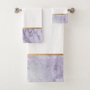 CONJUNTO DE TOALHAS LILAC MARBLE DOURADO BATHROOM TOWET