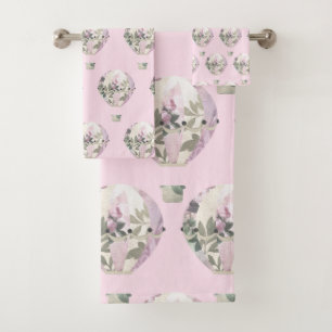 CONJUNTO DE TOALHAS LILAC PINK HOT AIR BALLOON BANTHROOM SET
