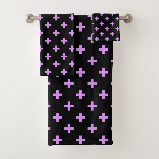 Conjunto De Toalhas Lilac polka cruza em preto (Insitu)