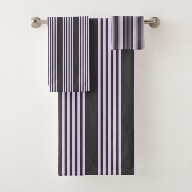 Conjunto De Toalhas Lilac púrpura e carvão cinco listras (Insitu)