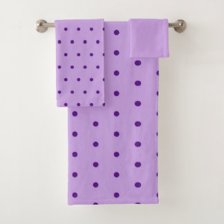 Conjunto De Toalhas Lilás Roxo Lavanda Bolinhas Pontilhadas Lilac