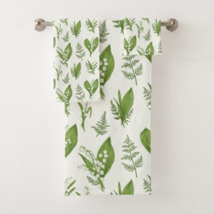 Conjunto De Toalhas Lily of Valley Flowers and Leaves Botanical