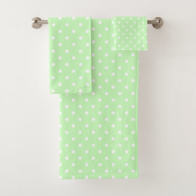 Conjunto De Toalhas Lima Verde e Bolinhas Brancas (Insitu)