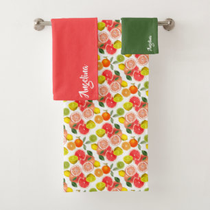 Conjunto De Toalhas Lima verde rosa padrão de citrino nome