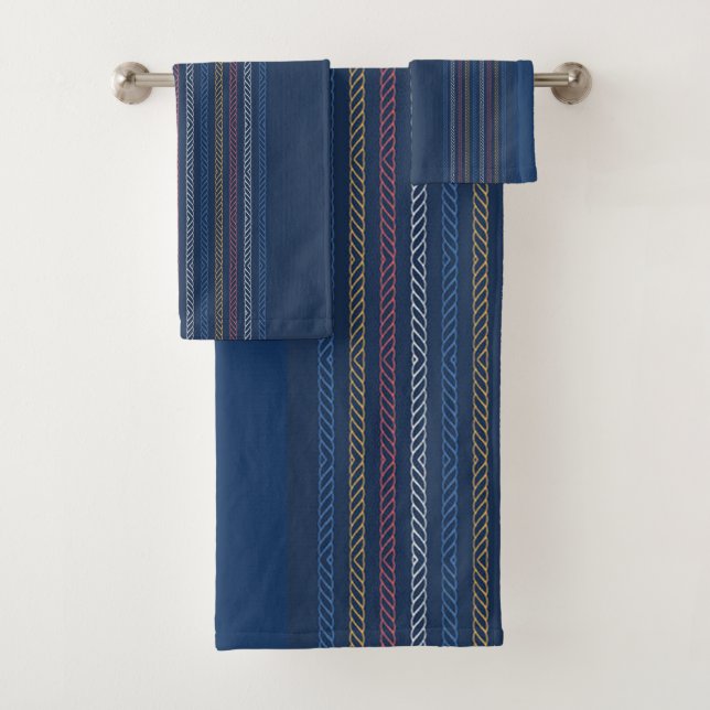 Conjunto De Toalhas Limite Vertical de Regata Vertical Elegante Azul (Insitu)