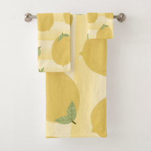 Conjunto De Toalhas Limões Amarelos Frutas De Verão Aquarela Divertida