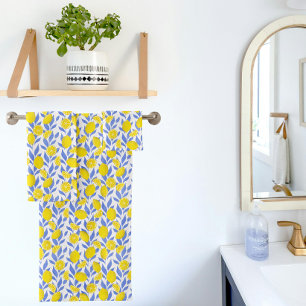 Conjunto De Toalhas Limões Azul Mediterrâneo