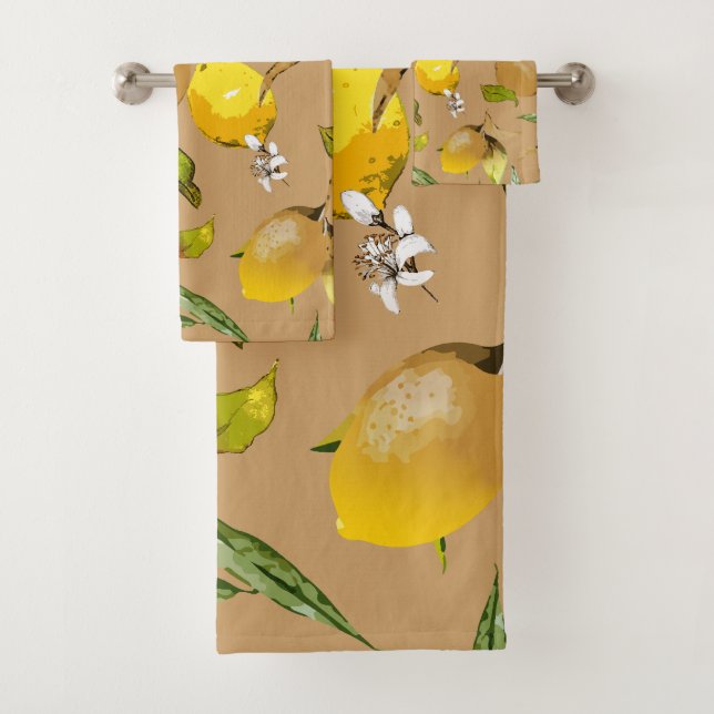 Conjunto De Toalhas Limões de aquarela 33 (Insitu)