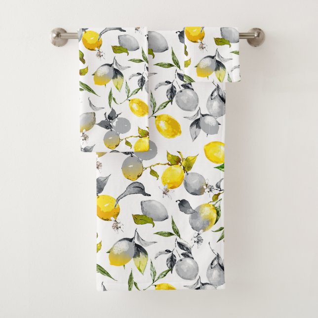 Conjunto De Toalhas Limões de aquarelas 14 (Insitu)