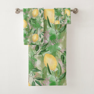 Conjunto De Toalhas Limões de aquarelas frutas citrinos natureza fresc
