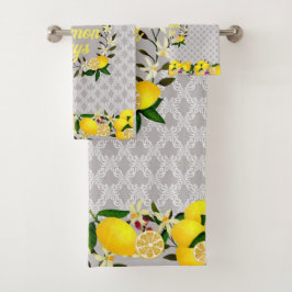 Conjunto De Toalhas Limon Days Motif Cinza