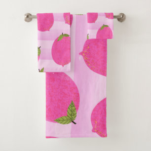 Conjunto De Toalhas Limonada de Limões Rosa Diversão de Frutas de Verã