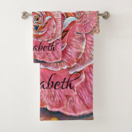 Conjunto De Toalhas Linda pintura de rosa-rosa