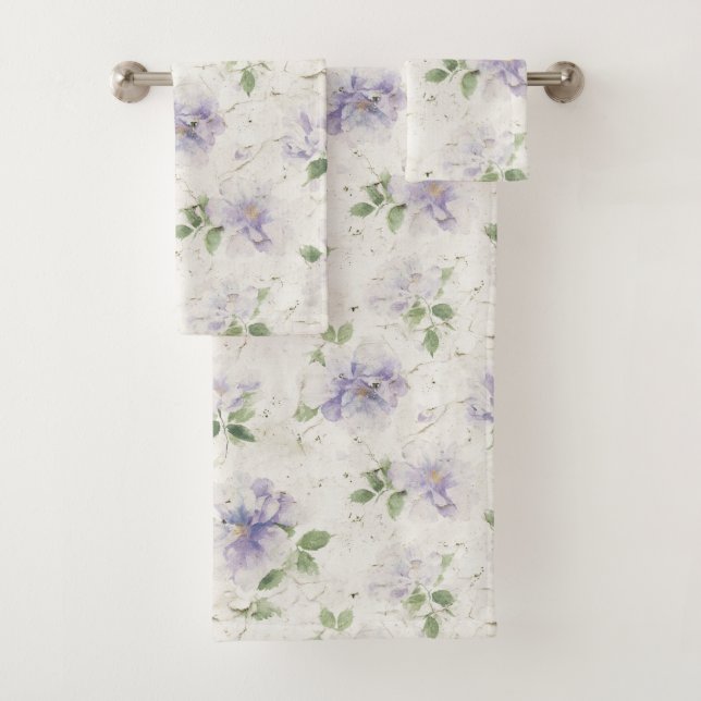 Conjunto De Toalhas Lindas Flores de Lavanda Roxa (Insitu)