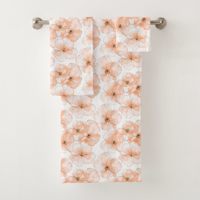 Conjunto De Toalhas Lindas Flores de Pêssego (Insitu)