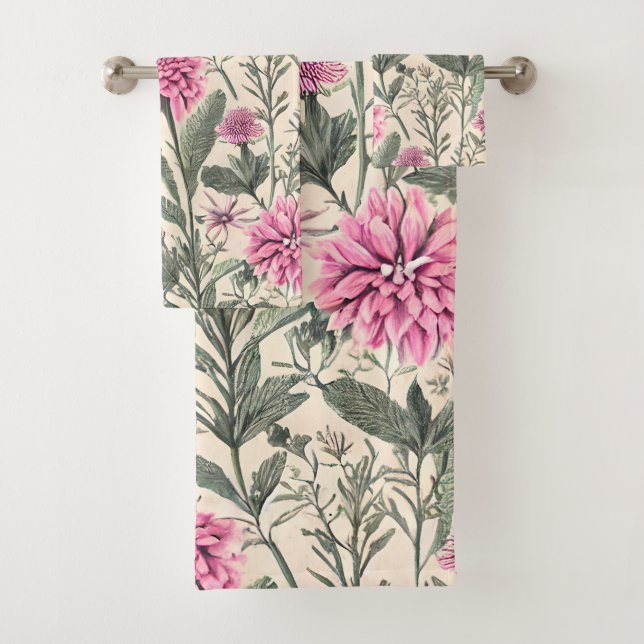 Conjunto De Toalhas Lindo Botânico Rosa (Insitu)