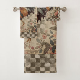 Conjunto De Toalhas Lindo padrão de galo e flores vintage