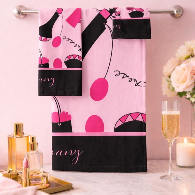 Conjunto De Toalhas Lindo Paris Rosa e Preto (Criador carregado)