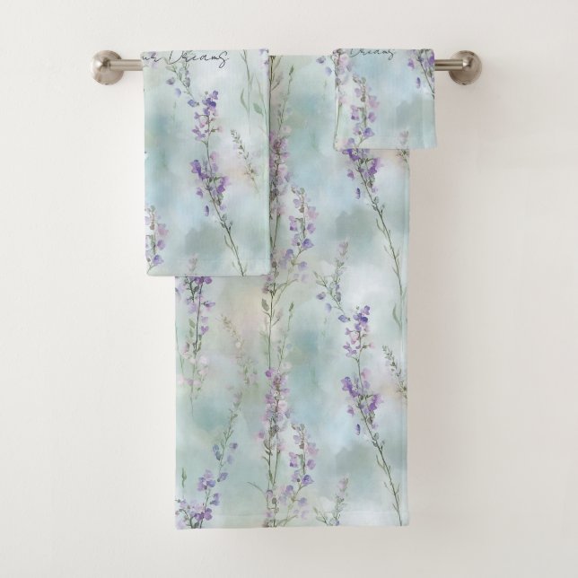 Conjunto De Toalhas Lindos e Românticos Flores Lavanda Libélulas (Insitu)