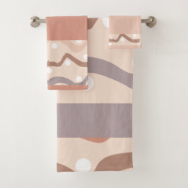 Conjunto De Toalhas Linha Marrom Ondulada