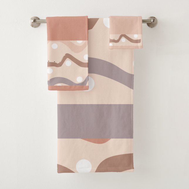 Conjunto De Toalhas Linha Marrom Ondulada (Insitu)