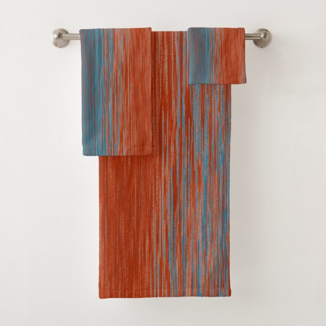 Conjunto De Toalhas Linhas Abstratas Mescladas Vermelho Azul (Insitu)
