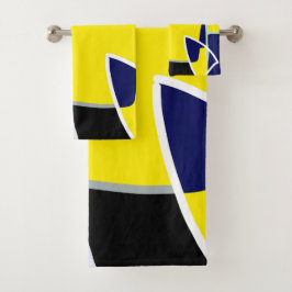 Conjunto De Toalhas Linhas Abstrato de Arte Amarelo Negra Negra